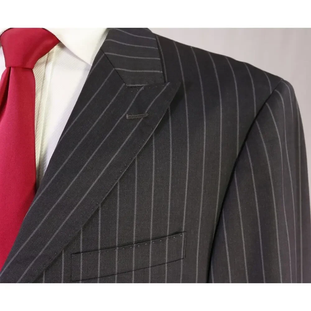 Banana Republic Gray Bold Pinstripe Peak Lapel 2-Btn Wool Suit 44R